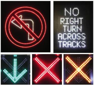 China SMD Road LED Lane Control Signs Color Configuration Red Cross / Green Arrows factory