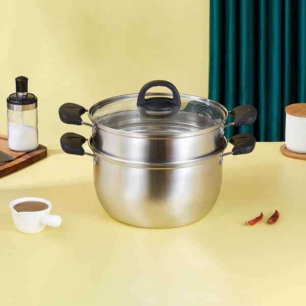 Best Selling Silver Two Layers Pot Stainless Steel Saucepot Food Steamer Pots