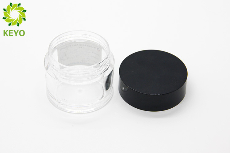 50g Clear Thick Wall Face Mask Jar PETG Plastic Made With Black Screw Cap