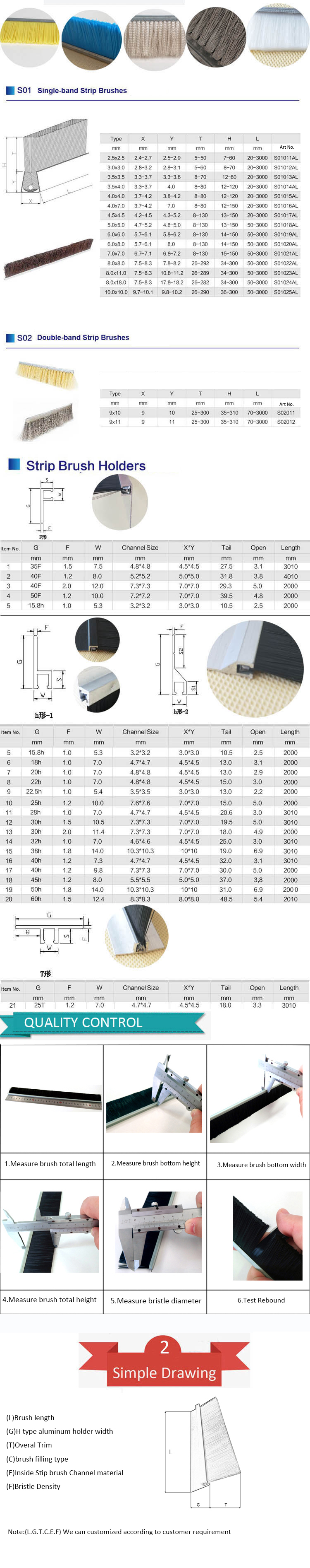 Industrial Door Brush Seal Aluminium/door strip brush