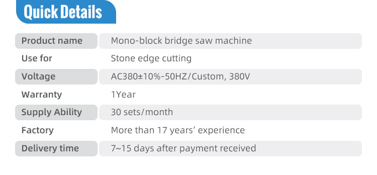 High Speed Mono-Block Laser Bridge Stone Cutting Head for Granite Marble Edge Cutting