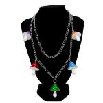 Mushroom Stainless Steel Layered Necklace Women Chunky Chain Link Necklace