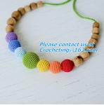 Handmade Nursing Necklace Crochet Beads Breastfeeding Crochet Flowers Natural