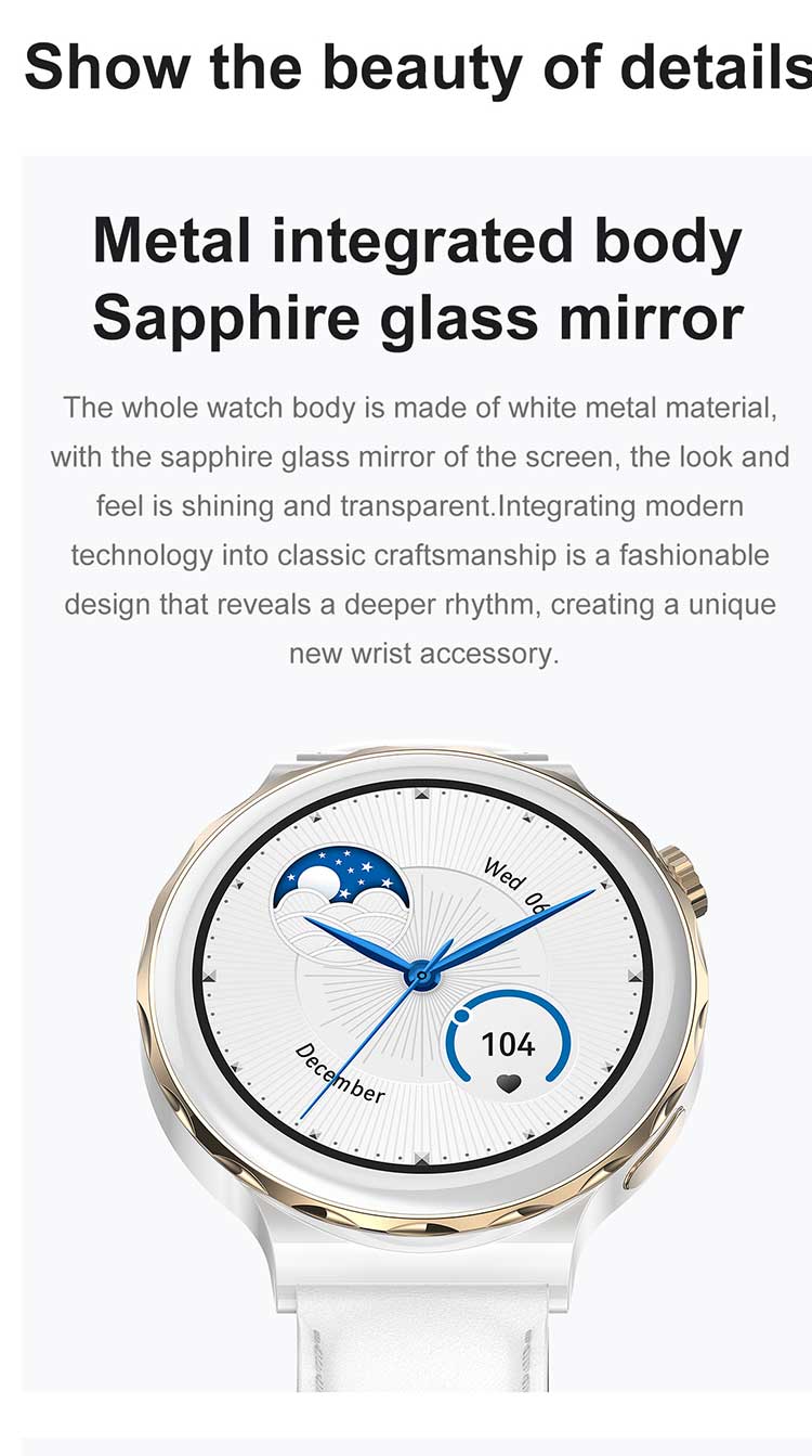 HK43 Lady Fashion NFC BT Call Smart Watch Bracelet Health Tracker Heart Rate Music Women
