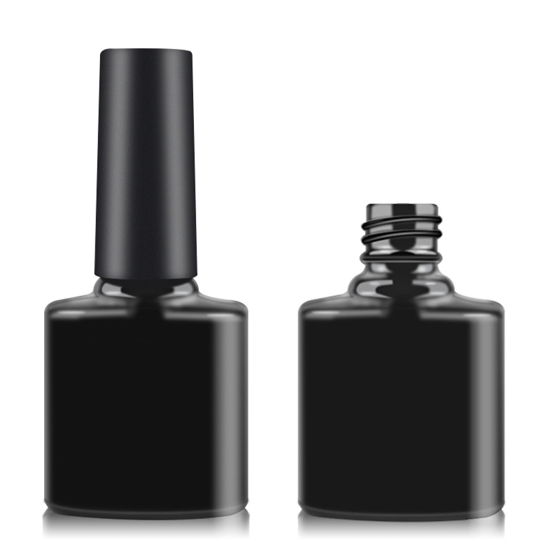 8ml 10ml Matte Black Empty UV Gel Nail Polish Bottle With Cap and Brush for Industrial Cosmetic Custom Unique Oval Shape
