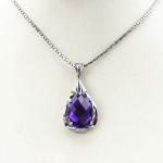 Women Jewelry 10mmx14mm Oval Amethyst Cubic Zirconia Drop Pendant(PSJ0399)