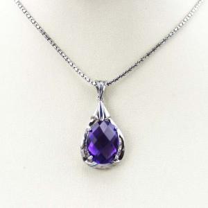 China Women Jewelry 10mmx14mm Oval Amethyst Cubic Zirconia Drop Pendant(PSJ0399) factory