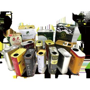 Food Grade Olive Oil Tin Can with CMYK 4 Color Printing and Plastic Lids Custom