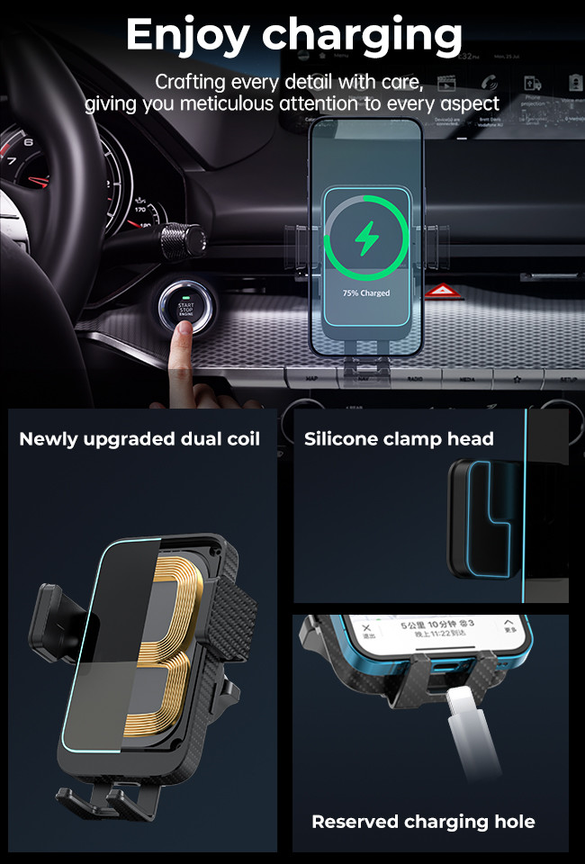 Aluminum Alloy Iphone Car Charger Double Coil Magsafe Car Mount Charger