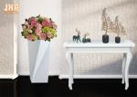 Geometric Shape Flower Pots Fiberglass Floor Vases Glossy White Plant Pots