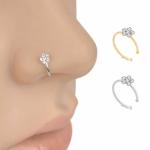 Fashion Crystal Nose Ring Indian Flower Nose Stud Hoop Septum Clicker Piercing