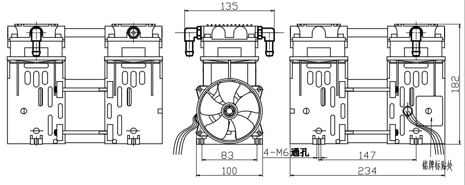 Oil Free High Pressure Piston Air Compressor 2 Bar 70L/M 127V 60HZ