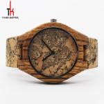 Personalized Men'S Wood Grain Watches , Mens Watch Brown Leather Band