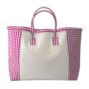 China canvas large tote gingham tote weekender handbag travel bag beach bag factory