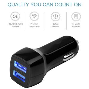China Car charger 5V2.1A2.4A3.1A dual USB duckbill car charger car phone charger factory
