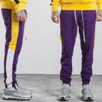 Side Striped Printing Mens Leisure Pants / Gym Casual Sports Pants Quick Dry