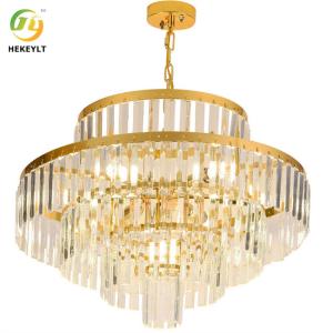 China E14 Crystal Pendant Light Luxury Gold And Clear For Living Room factory