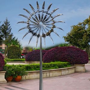 China Metal Art Famous Modern Outdoor Garden Stainless Steel 2 M Diameter Wind Sculpture factory