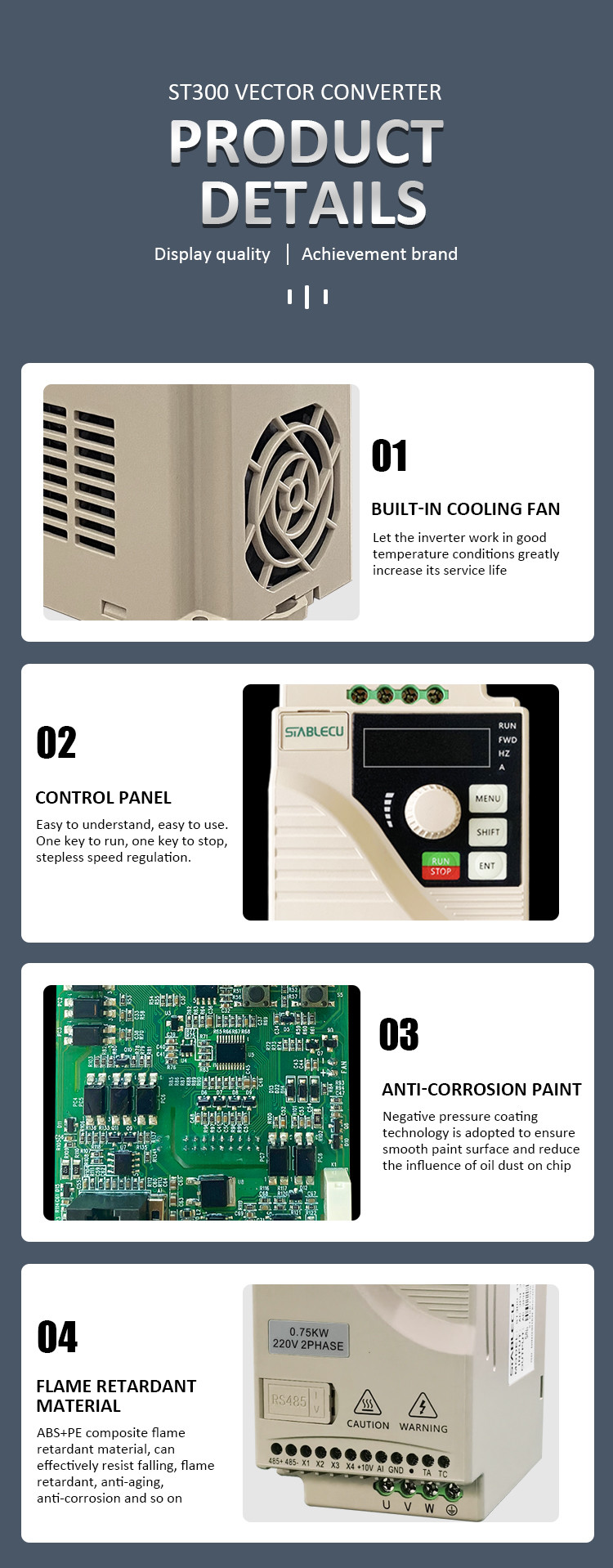 CE AC Motor Micro Drive VFD 0.75KW For Washing Machine