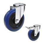 6 Inch Blue Wheel 350kg Capacity Threaded Stem Castor Rubber Wheels