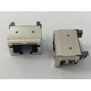 China Right Angle RJ45 Female Connector , Shielded Low Profile RJ45 factory