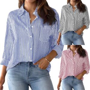 China Long Sleeved Office Work Shirt Striped Classic Customized Size factory