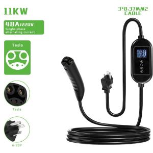 China 48A 1 Phase Fast Electric Car EV Charging Station 11KW Portable EV Charger For Tesla factory