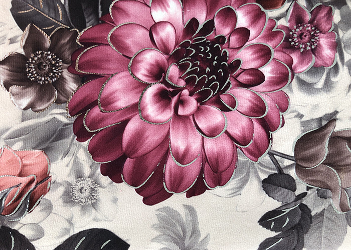 Flower Printed 100% Polyester 280GSM Sofa Velvet Upholstery Fabric