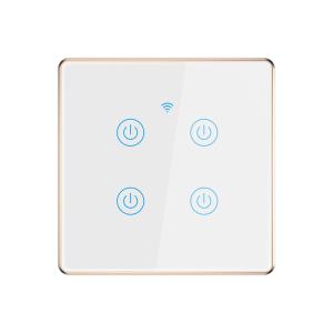 China 4 Gang EU UK Standard Touch Aluminum Frame Smart Timer Switch 4 Gang Smart Switch Tuya WiFi factory