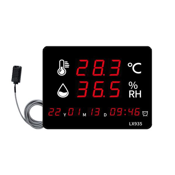 Digital Thermometer Temperature and Humidity Meter Home Clock Wall Mounted Alarm