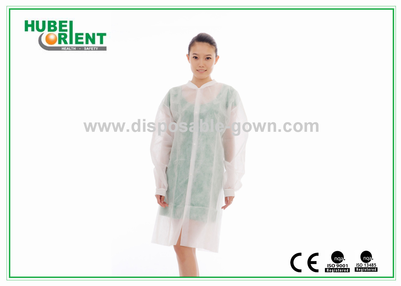 OEM Knitted Collar Disposable 25gsm Non Woven Lab Coat