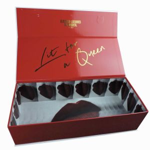 China Luxury Retail Lip Gloss Boxes Red Printed Custom Hole Insert on sale