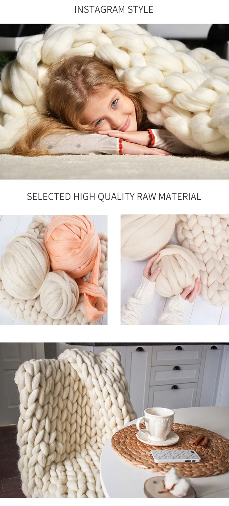 Chunky Jumbo Hand Arm Knit Yarn Thick Acrylic Wool Merino Yarn For Knitting