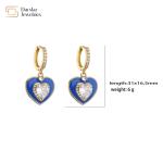 Heart Diamond 14K Gold Plated Jewelry Colorful Enamel Pendant Earrings