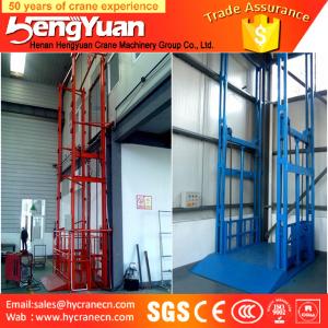 China 300kg-3000kg floor to upstairs guide rail chain hydraulic goods lifting platform factory