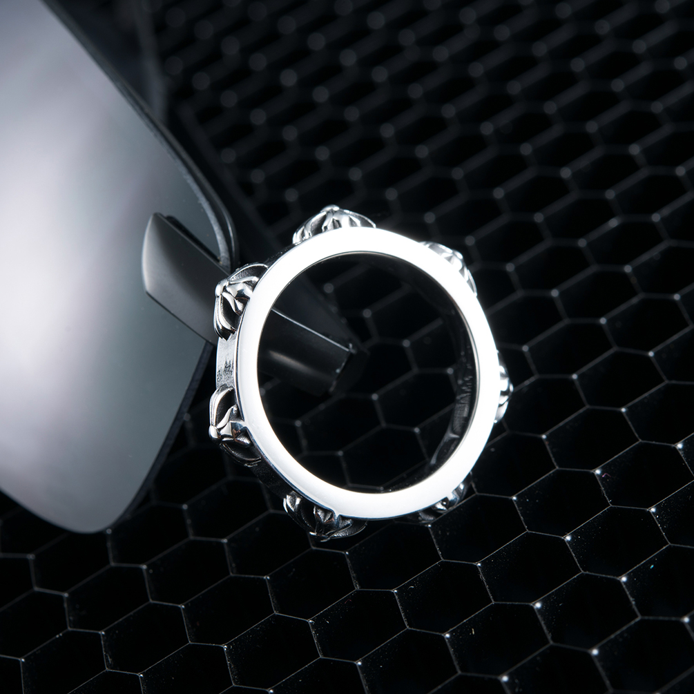 316l Stainless Steel Men's Rings Carved Flowers Ring Gift Jewelry Cool Rock Rings