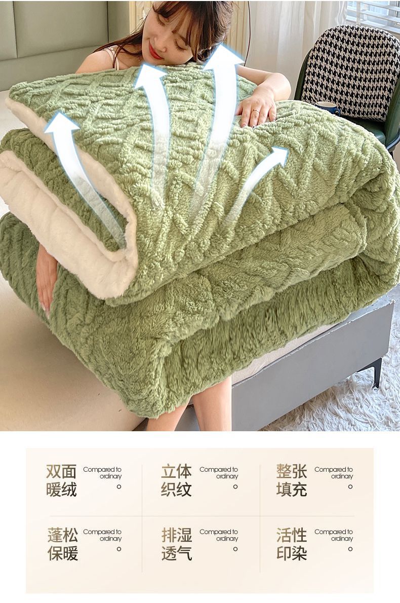 Warm Chunky Thickened Winter Velvet Sherpa Quilt Weight Blanket