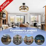20 Inches Farmhouse Caged Bladeless Ceiling Fan With Light