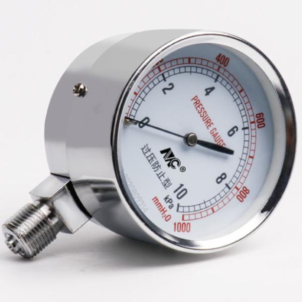 75mm Stainless Steel Pressure Gauge 0-60kpa G3/8 Nickel Plated Brass Pressure