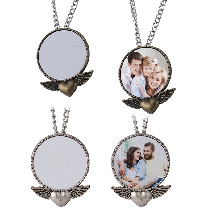 Sublimation Blanks Necklace Vintage Round Pendant Necklace Sublimation Transfer Printing Jewelry