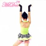 3 in 1 Sleeveless Green Belt Vest Zebra Skirt Leotard Dance Competition Costumes