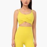 Yoga Workout Sports Bra Cross Folds Sexy Thin Straps Women Running Fitness Yoga