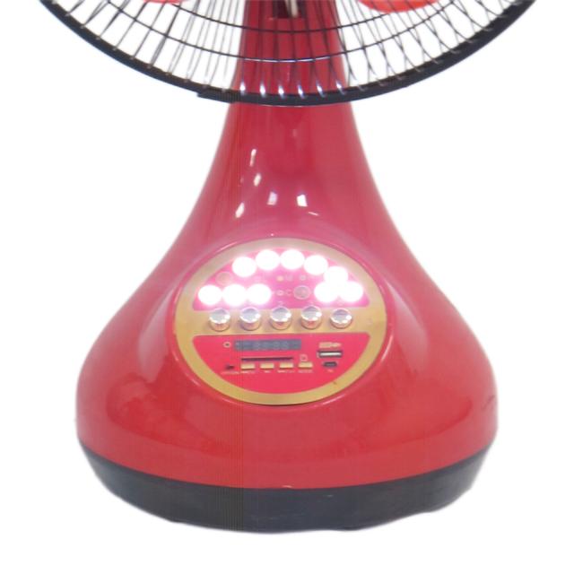OEM 12v 12 Inch Red Rechargeable Desktop Fan With Lithium Battery And USB LED Light