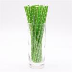 197mm 6mm Party Supplies Green And White Holiday Disposable Paper Straws