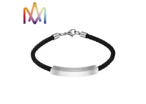 China 8g Arc Shaped Mens Custom Engraved Leather Bracelets factory