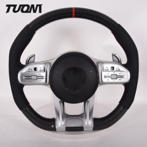China Alcantara Carbon Fiber Mercedes Benz Steering Wheel 35cm Custom Shape Red Stripe factory