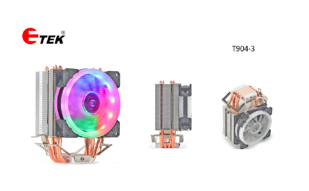ETEK 4-Heatpipe CPU Cooler, 92mm Fan, Fixed RGB, Hydraulic Bearing, ideal for