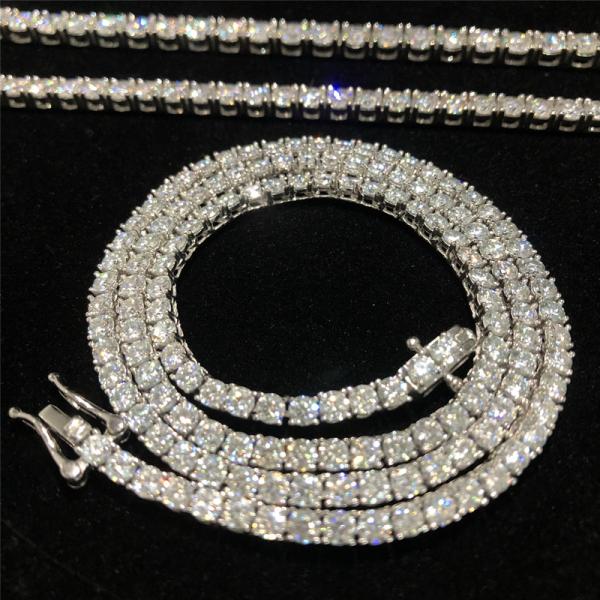 Hip Hop Moissanite Tennis Necklace 925 Sterling Silve VVS Diamond Tennis