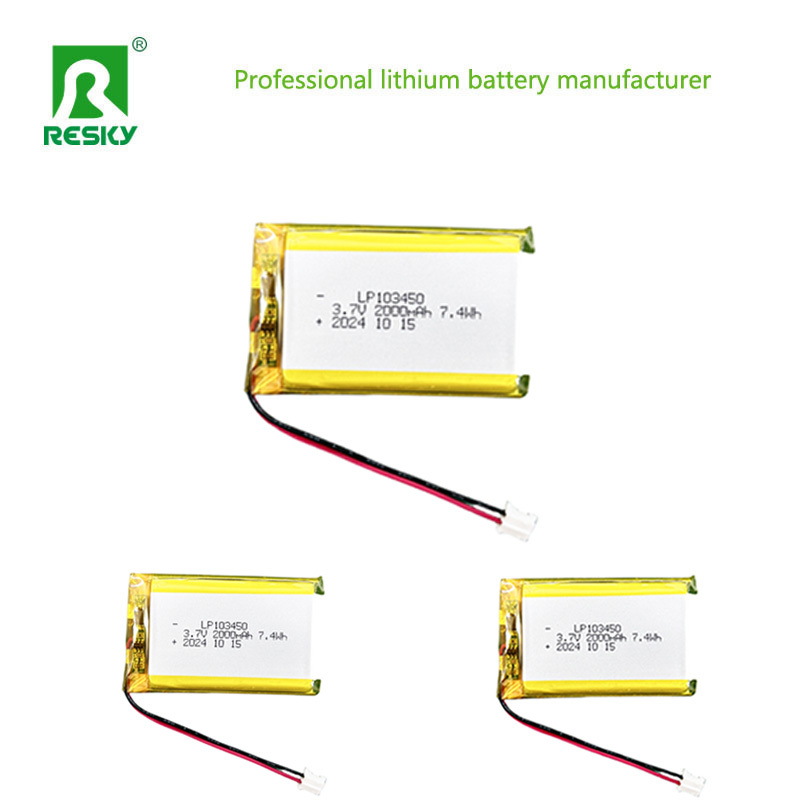 103450 Lithium Polymer Battery Pack 3.7V 7.4V 2000mAh Rechargeable Lipo Batteries