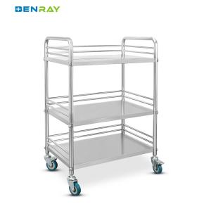 China 3 Layer Hospital Stainless Steel Medical Instrument Trolley factory